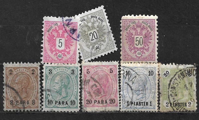 COLLECTION LOT OF 8 AUSTRIA 1883+ OFFICES IN TURKEY STAMPS CV + $65