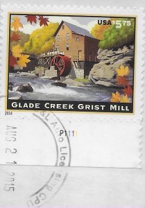 US #4927 Plate single - Used on piece. Glade Creek Grist Mill - very nice.