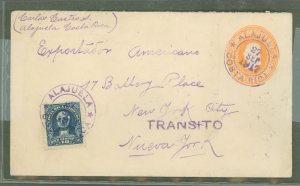 Costa Rica  1917 5c orange on white + 10c stamp; Alajuela cancel, San Jose transit; note Transito.