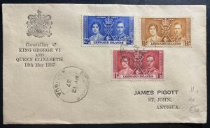 1937 Leeward Island First Day Cover To Antigua Coronation King George VI