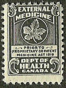 Canada 1909-1919. Very Fine MNH OG Revenue Medicine Stamp Scott # FM2 CV 6.00$