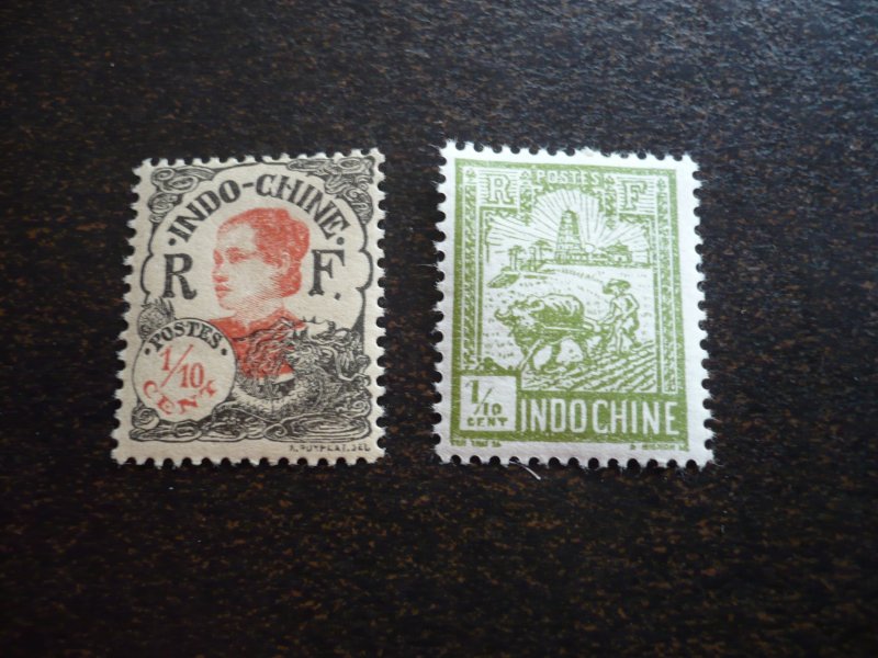 Stamps - French Indo-China - Scott# 94, 115 - Mint Hinged Part Set of 2 Stamps