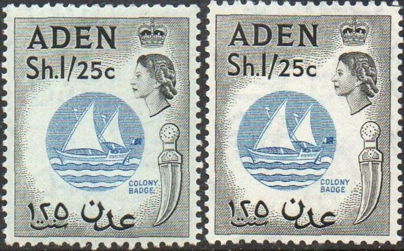 ADEN 1956-62 1s.25 Badge of Colony (both shades) MH/MNH