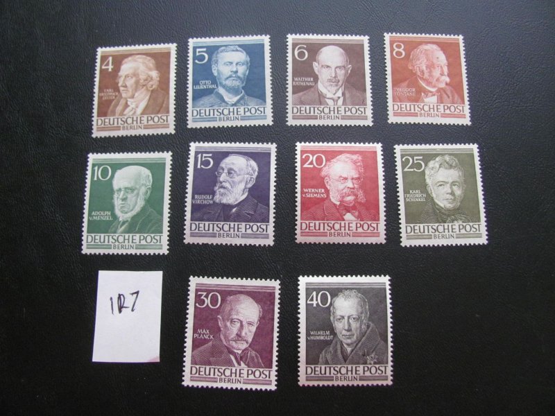 Germany Berlin 1952-3 MNH SC 9N84-93 FAMOUS GERMANS SET XF 130 EUROS (117)