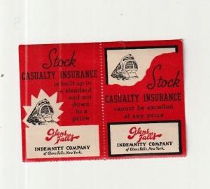 Amazing Stock Casualty Insurance Glen Falls, US Poster Stamp x2. 1930's. 90x64mm