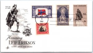 U.S. FIRST DAY COVER HONORING LEIF ERIKSON NORWAY VIKING IN COMBINATION 1968