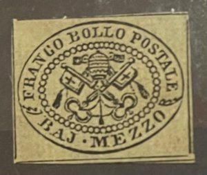 Italian Roman states 1852 SC 1c no gum price Hinged