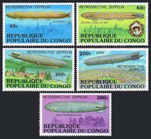 Congo PR 408-412,C236,MNH.Michel 577-581,Bl.11. History of Zeppelin,1977.