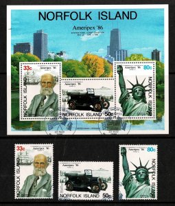 Norfolk Island 1986 Ameripex '86 Exhibition Set of 3 + Minisheet Used