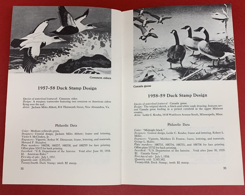 Duck Stamp Data, U.S. Department of the Interior Fish and Wildlife Service, book 