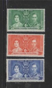 KENYA,UGANDA&TANZANIA #60-62 1937 CORONATION ISSUE MINT VF NH O.G