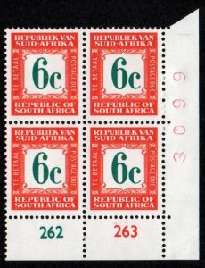 South Africa # J65 Plate Block MNH