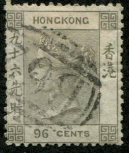 Hong Kong SC# 24 / SG# 19 Victoria 96c, wmk 1/CC Used