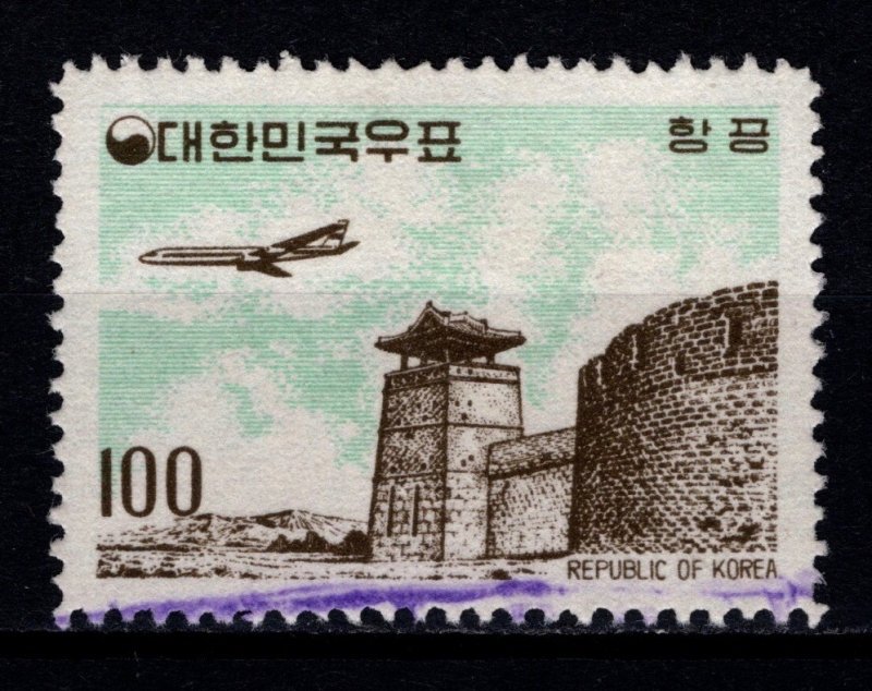 South Korea 1961 Air Mail, 100h Aircraft over West Gate, Suwon [Used]