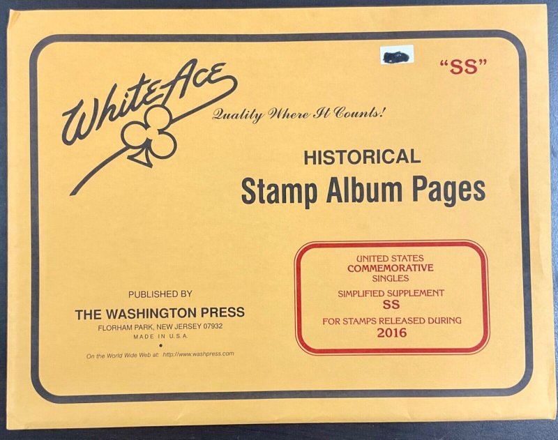 White Ace Historical Stamp Album Pages US Comm Simplified Supplement SS 2016 NEW