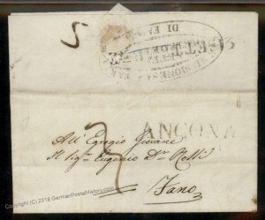 Italy 1837 Ancona Fano Disinfected Cholera Pest Cover 93350