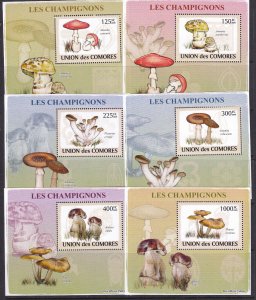Comoros 2009 Mushrooms 6 S/Sheets Deluxe Edition MNH
