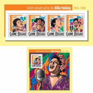 Billie Holiday Jazz Music Guinea-Bissau MNH stamp set