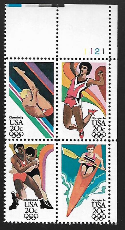 US 2082-2085a MNH SUMMER OLYMPICS 1984 PLATE BLOCK