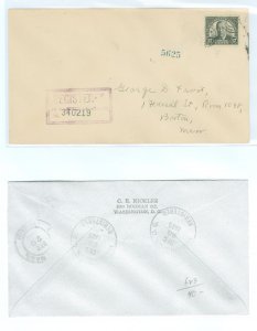 US 623 17c Woodrow Wilson (fourth bureau) single, franking this registered first day cover (2c domestic first class + 15c minimu