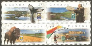 CANADA Sc# 1783a MNH FVF 4Block Scenic Highways Quebec Manitoba Newfoundland