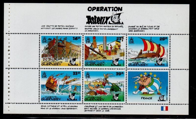 Guernsey Sc 502a 1992 Operation Asterix stamp booklet pane France mint NH
