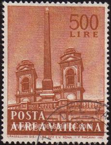 Vatican City, Sc , SG 305 Used, Hinged - 1959 500l.  - Ch...