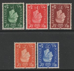 GB Scott 235/239 - SG462i/466i, 1937 Dark Colours Inverted Watermark Set MH*