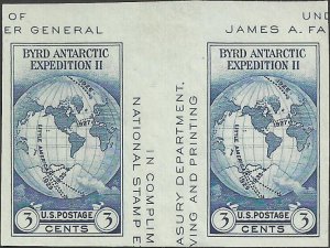 # 768a Mint No Gum As Issued Horiz. Gutter Pair Dark Blue Byrd Antarctic