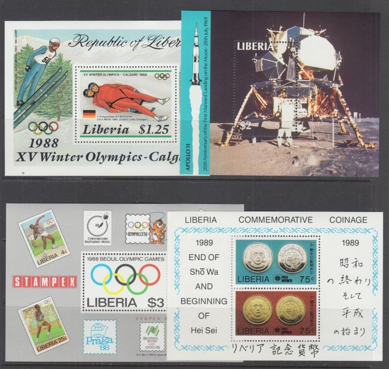 Liberia Sc 1054/1147 MNH. 1987-1991 Souvenir Sheets, 10 different, VF