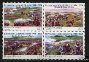 Civil war Military Battle Cavalry Horse painting URUGUAY Sc#2080 MNH STAMP