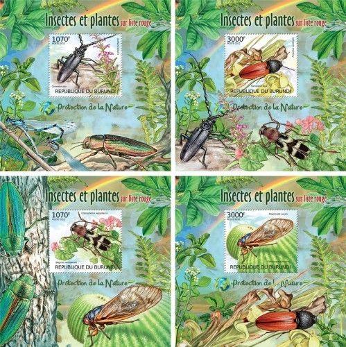 Z08 Imperforated BURdelux38 BURUNDI 2012 Insects and Flora 4 x s/s MNH
