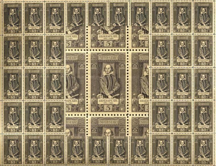 1250 William Shakespere Sheet MNHOGVF Addl free sh 