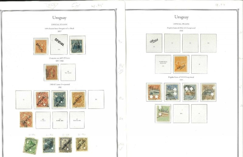 Uruguat 1859-1970 M & U on Palo Hingeless Pages (No Binder)