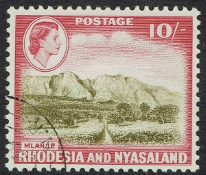 RHODESIA & NYASALAND 1959 QEII PICTORIAL 10/- USED