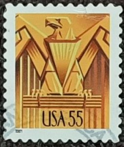 US Scott # 3471,  used Eagles, 55c,  2001; XF centering