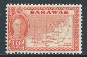 Sarawak #195 NH King George VI - Map of Sarawak