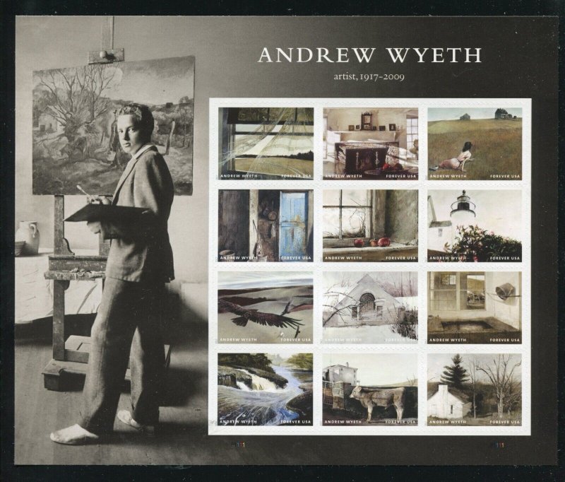 5212 Andrew Wyeth Sheet of 12 Forever Stamps MNH