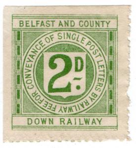 (I.B) Belfast & County Down Railway : Letter Stamp 2d