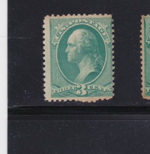 US Stamp #207 Mint NH MNH OG - Bottom right corner bend - slightly toned