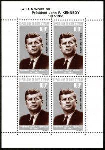 Ivory Coast 1964 - JFK, Kennedy, In Memoriam - Souvenir Sheet - Scott C29a - MNH