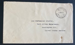 1935 Monrovia Liberia Stampless Cover To Washington DC Usa