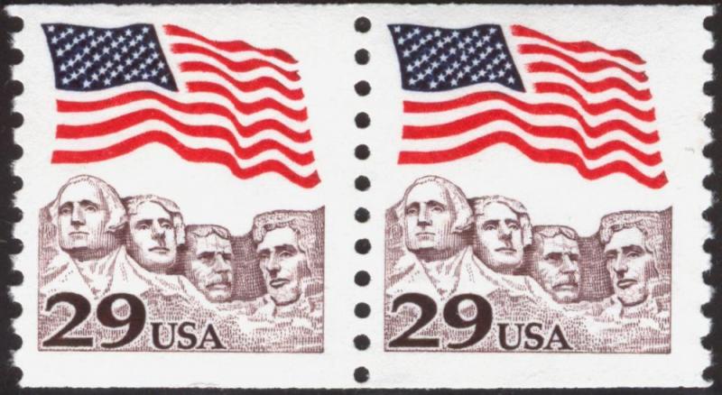 SC#2523 29¢ Mount Rushmore Coil Pair MNH 