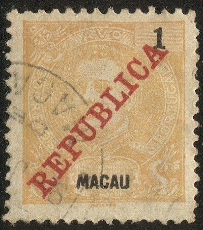 MACAU  1911  Sc 147B Used 1a King Carlos, F-VF