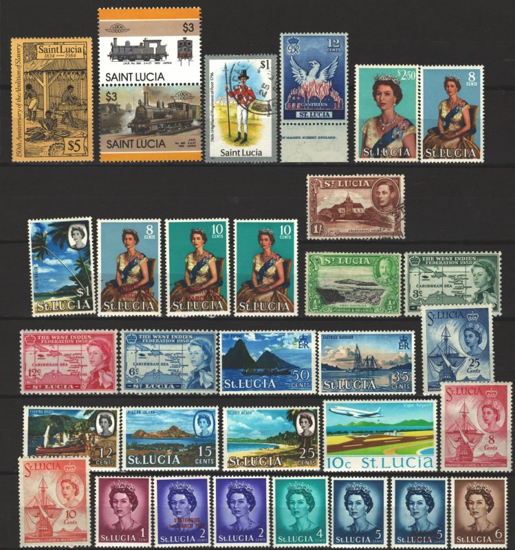 COLLECTION LOT # 4044 ST LUCIA 32 MANY MNH STAMPS 1936+ CLEARANCE CV+$27