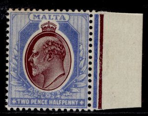 MALTA EDVII SG52, 2½d maroon & blue, M MINT. Cat £40.