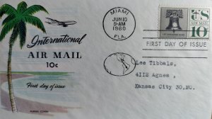 SCOTT #C57 TEN CENT FIRST DAY OF ISSUE SINGLE AIR MAIL FLUEGEL COVER CACHET