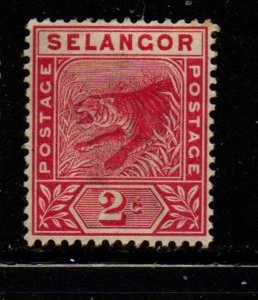 Malaya Selangor Sc 25 1891 2 c rose Tiger stamp mint