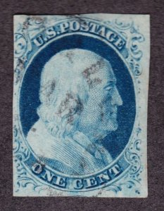 US 9 1c Franklin Used Position 87R1L with CDS Cancel VF SCV $110