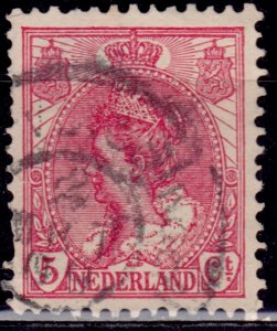 Netherlands, 1898-1924, Queen Wilhelmina, 5c, sc#65, used